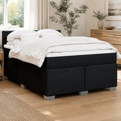 Queen Box Spring Bed with Pocket Mattress and LED Lights
