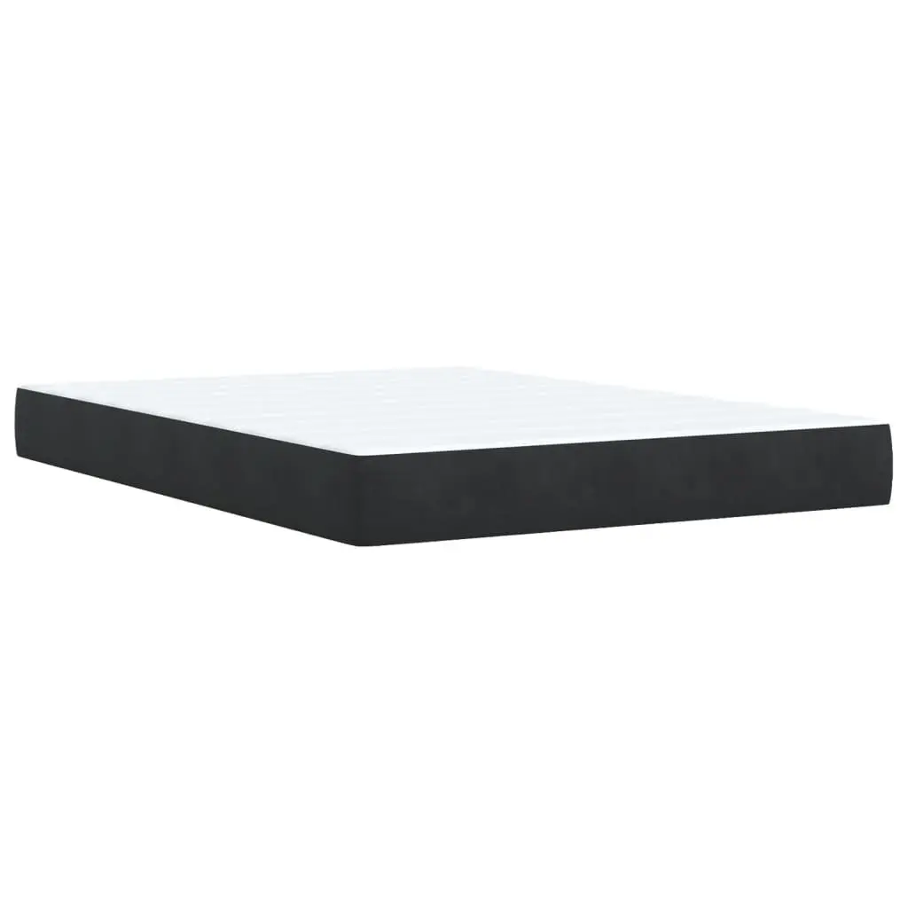 Queen Box Spring Bed Black Faux Leather Pocket Sprung Mattress with LED Lights