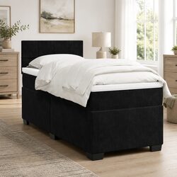 King Single Box Spring Bed with Velvet Pocket Spring Mattress