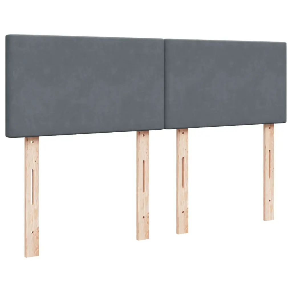 Double Box Spring Bed Grey Velvet Frame Pocket Spring Mattress with Adjustable LED Lights
