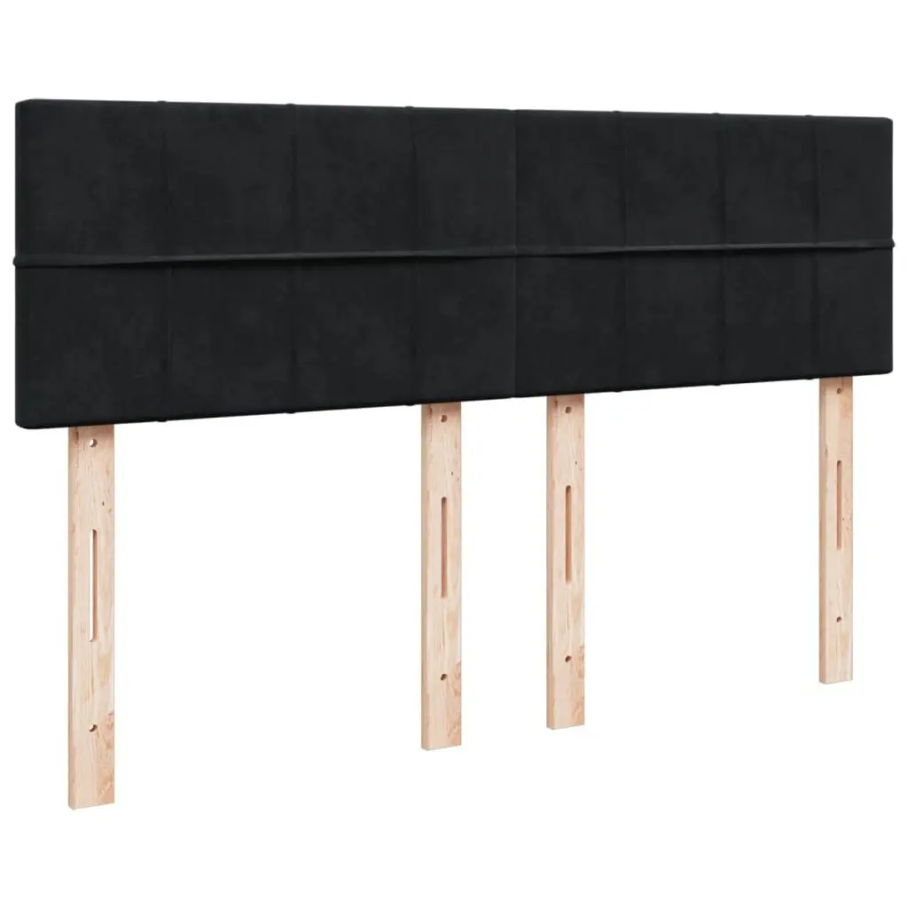 Queen Box Spring Bed Black Velvet Pocket Spring Mattress with LED Lights