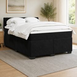 Queen Box Spring Bed with Pocket Spring Mattress and LED Lights