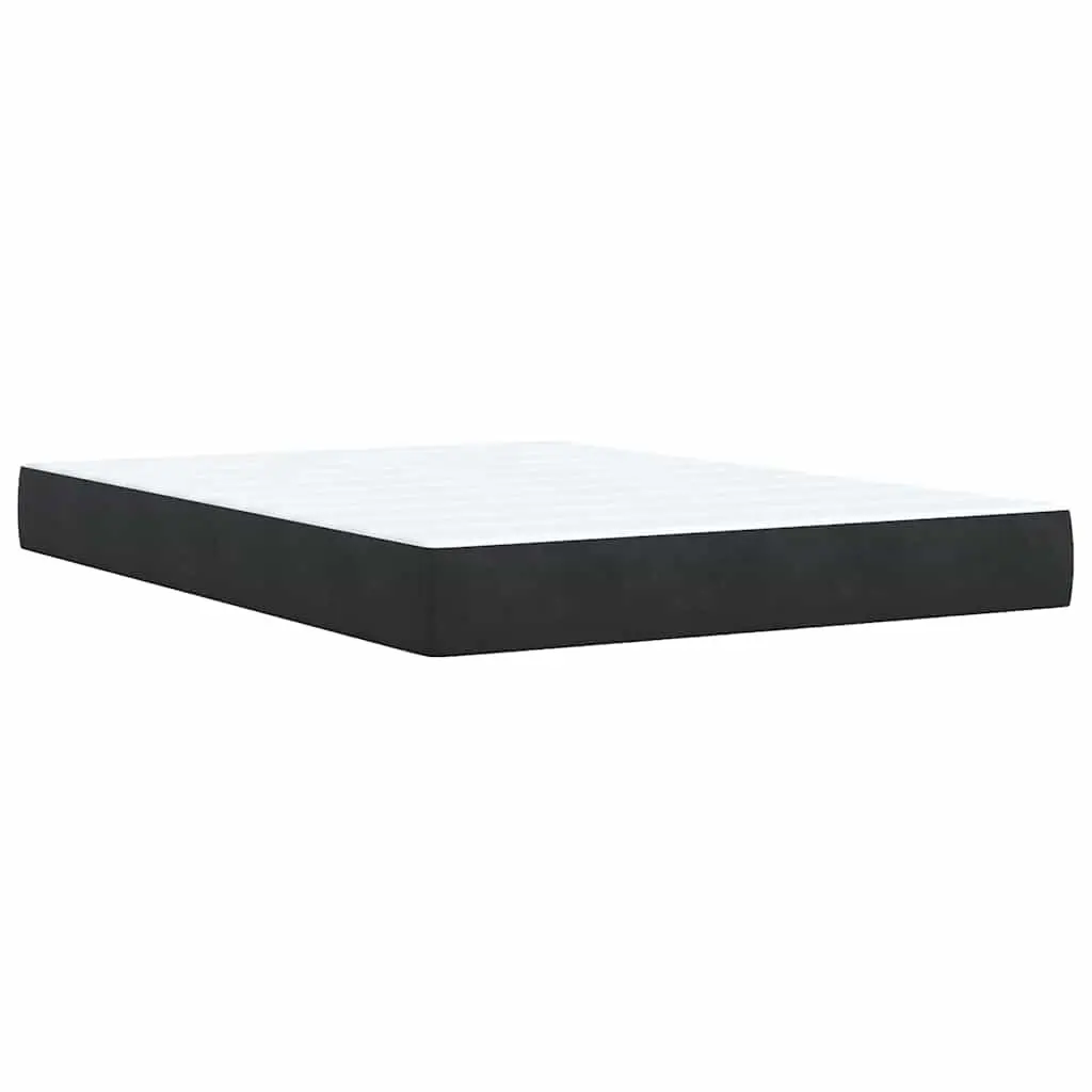 Queen Size Box Spring Bed Black Velvet Pocket Spring Mattress with LED Lights