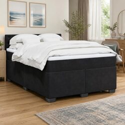 Stylish Queen Box Spring Bed with Velvet Mattress and LED Lights