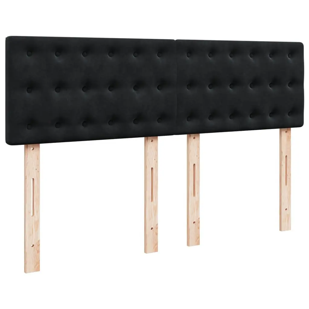 Queen Box Spring Bed Black Velvet Pocket Sprung Mattress with LED Lights