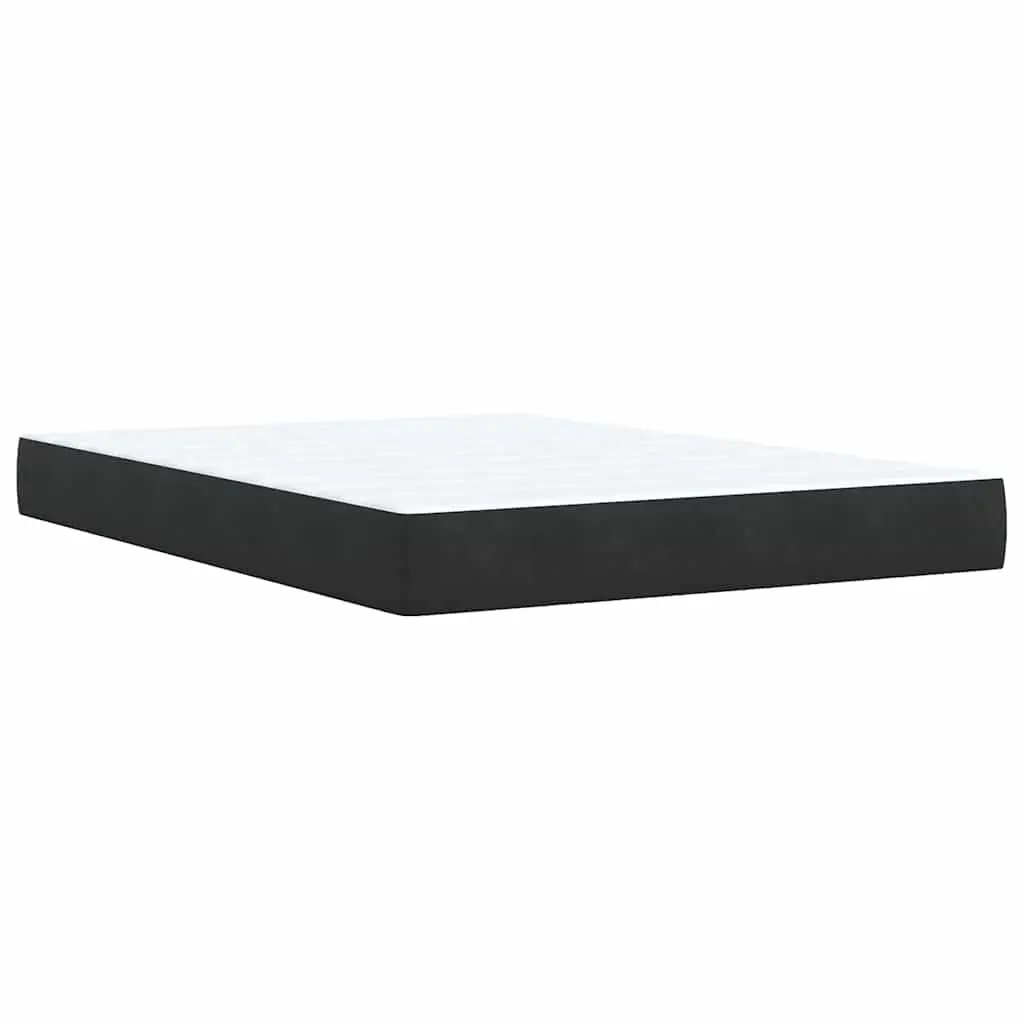 Queen Box Spring Bed Black Velvet Pocket Sprung Mattress with LED Lights