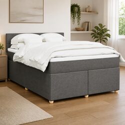Double Box Spring Bed with Pocket Mattress and LED Lights