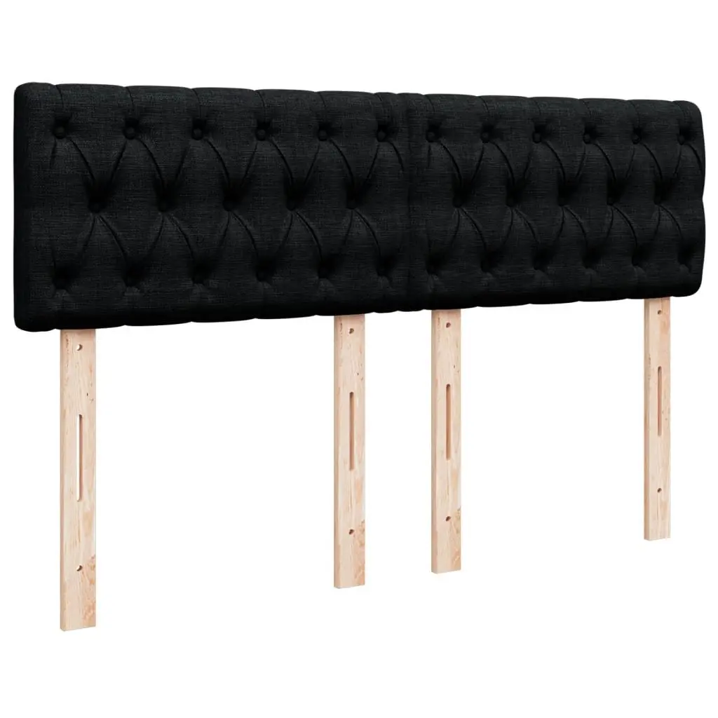 Double Box Spring Bed Black Fabric with Pocket Sprung Mattress and LED Lights