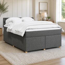 Double Box Spring Bed with Pocket Spring Mattress and LED Lights