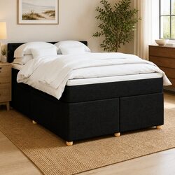 Cozy Double Box Spring Bed with Pocket Mattress and LED Lights