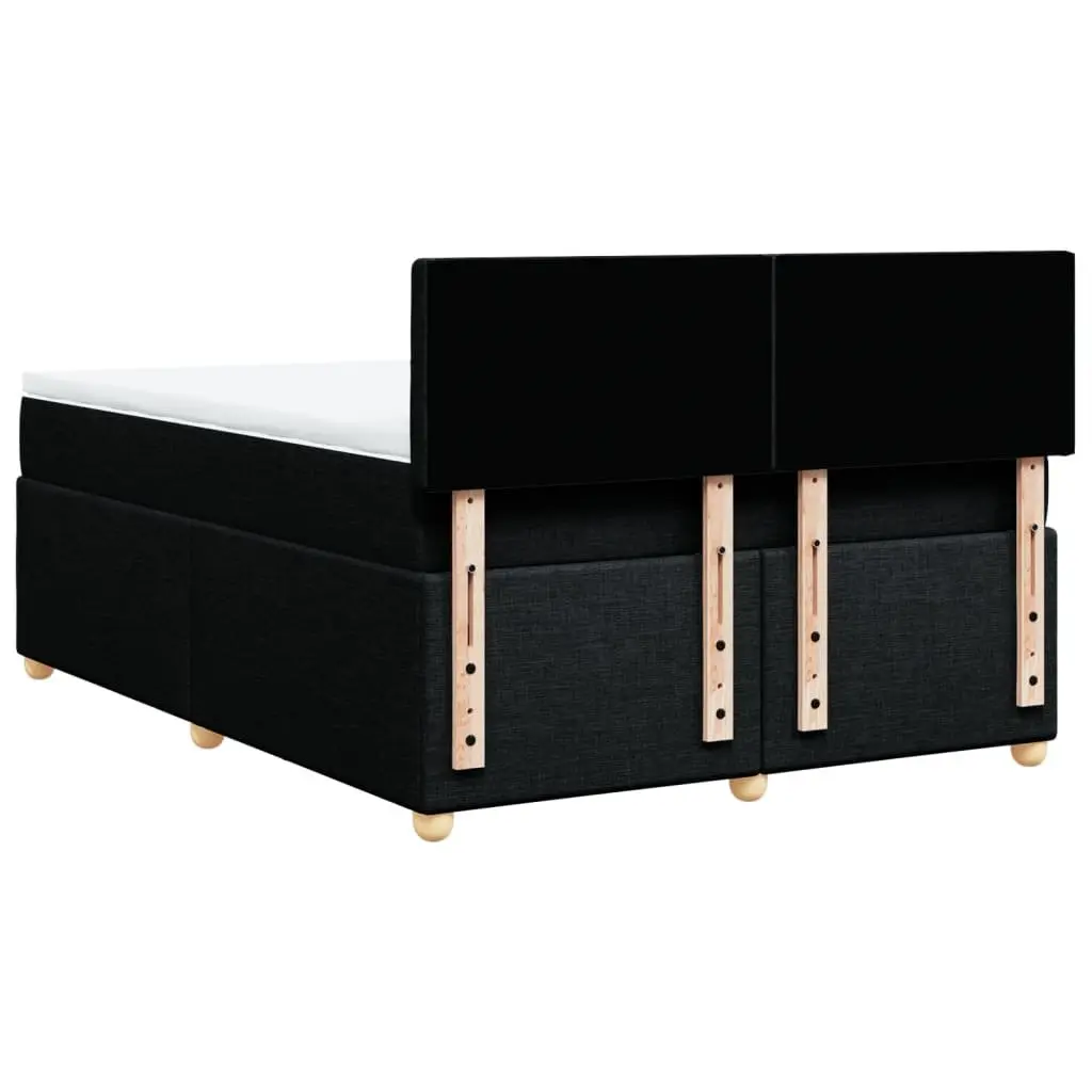 Double Box Spring Bed Black Fabric Double Pocket Spring Mattress with LED Lights
