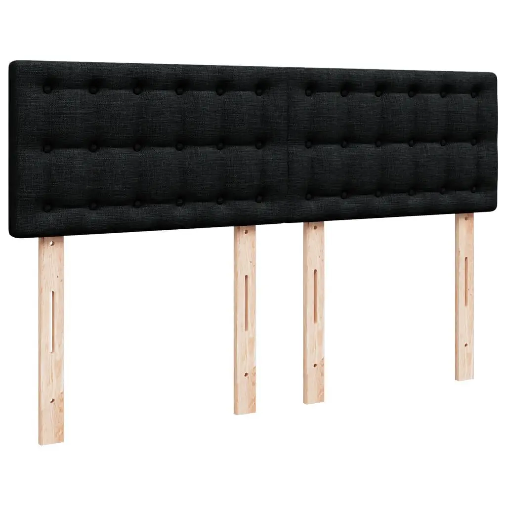 Double Box Spring Bed Black Fabric Double Pocket Spring Mattress with LED Lights