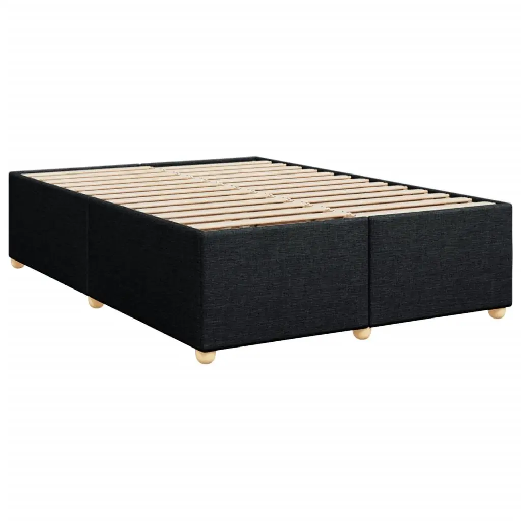 Double Box Spring Bed Black Fabric Double Pocket Spring Mattress with LED Lights
