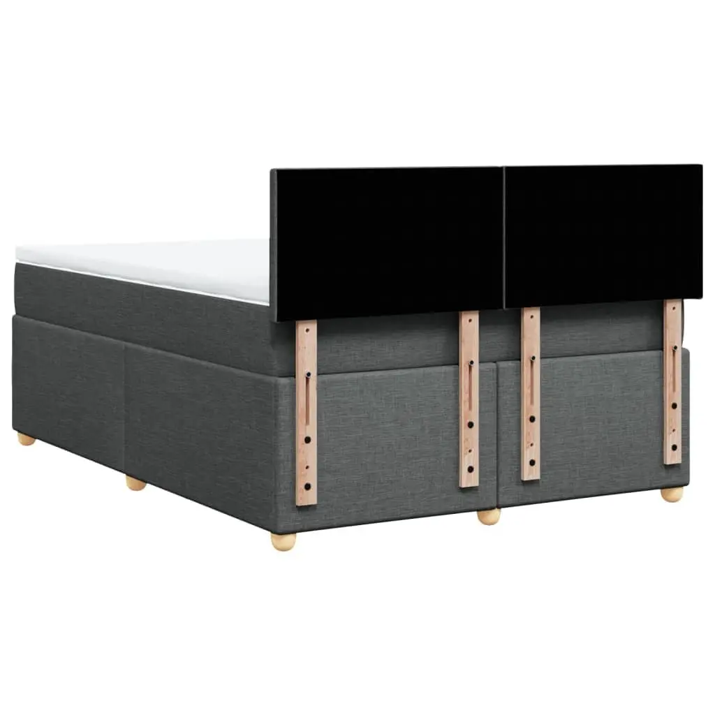 Queen Box Spring Bed with Pocket Sprung Mattress Grey Fabric LED Lights