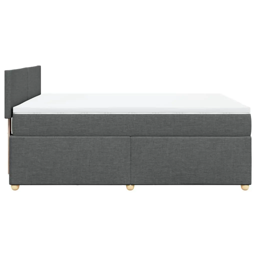 Queen Box Spring Bed with Pocket Sprung Mattress Grey Fabric LED Lights