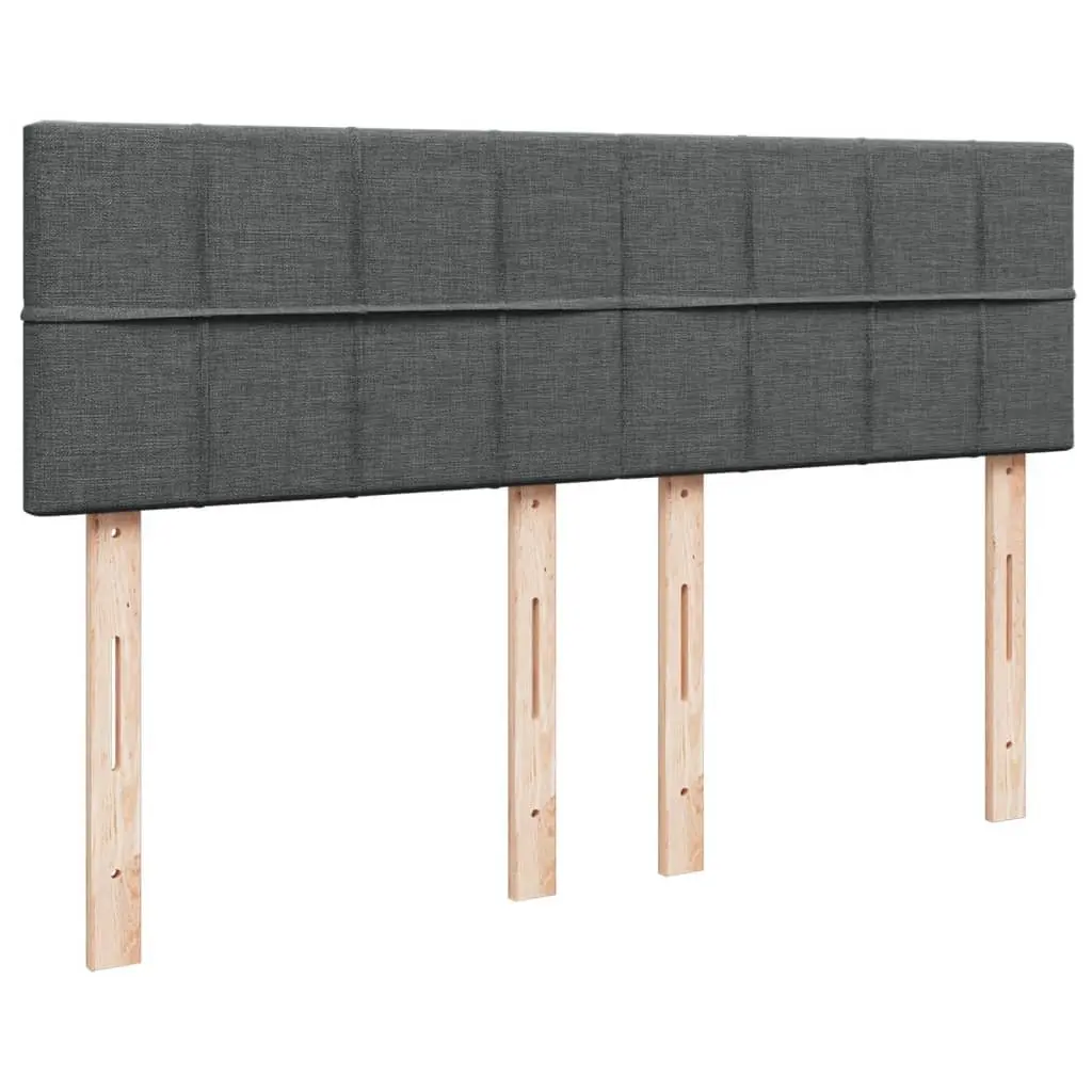 Queen Box Spring Bed Dark Grey Fabric Pocket Spring Mattress with LED Lights