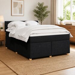 Queen Box Spring Bed with Pocket Spring Mattress and LED Lights