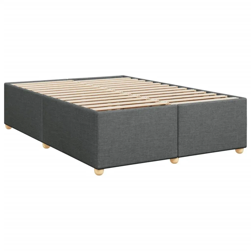 Queen Box Spring Bed with Pocket Mattress Grey Fabric LED Lights