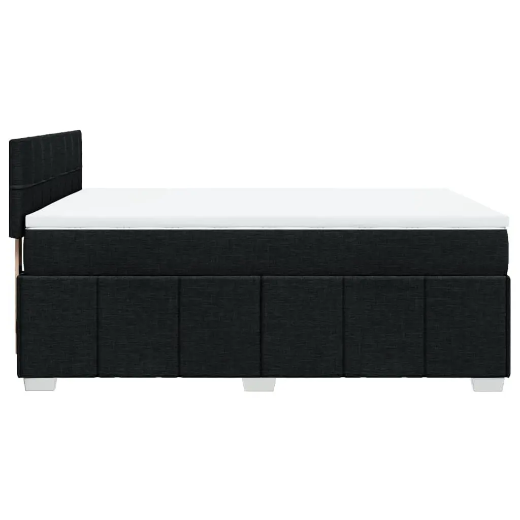 Double Box Spring Bed Black Fabric Pocket Spring Mattress with LED Lights