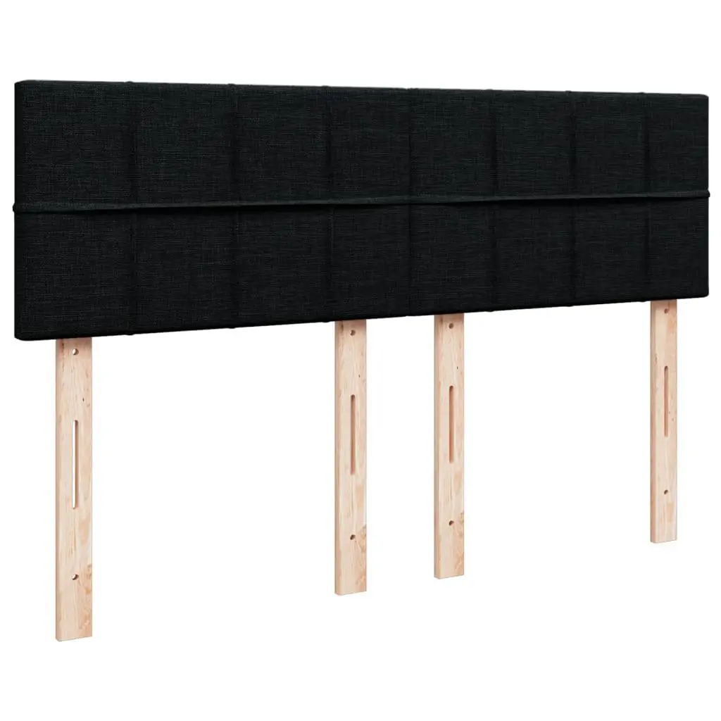 Double Box Spring Bed Black Fabric Pocket Spring Mattress with LED Lights