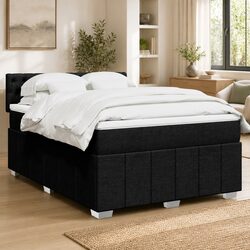 Pocket Spring Box Spring Bed with LED Lights in Black