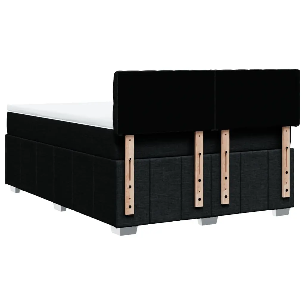 Box Spring Bed Black Fabric Pocket Spring Mattress with LED Lights