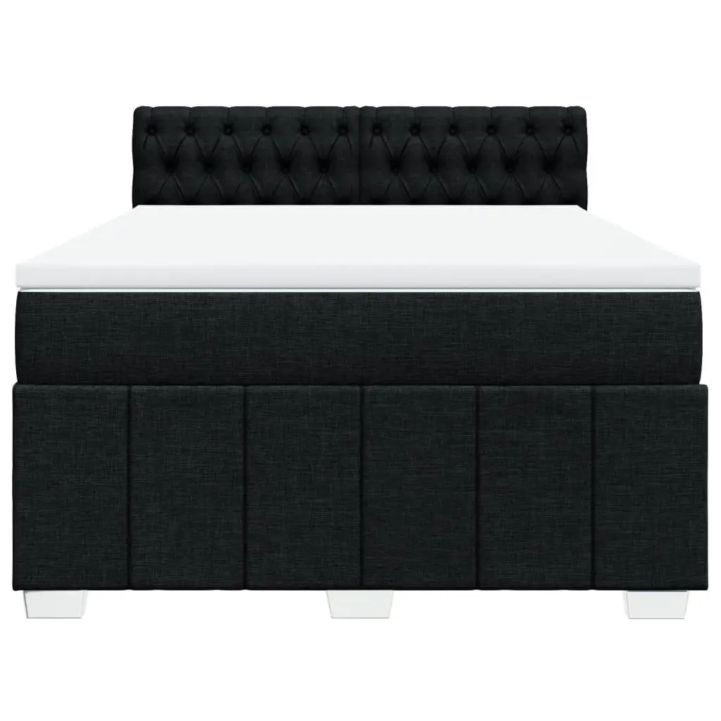 Box Spring Bed Black Fabric Pocket Spring Mattress with LED Lights