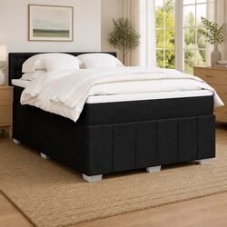 Elegant Double Box Spring Bed with LED Lighting