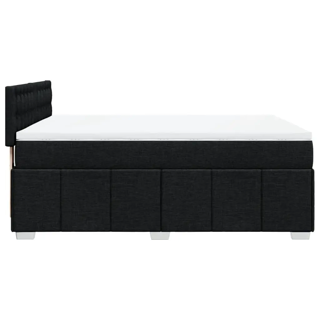 Box Spring Bed Black Fabric Pocket Spring Mattress with LED Lights