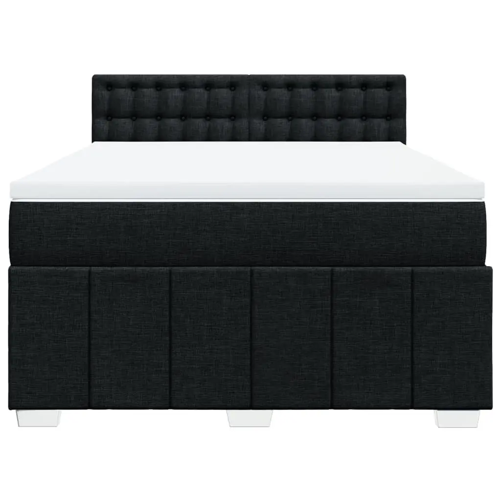 Box Spring Bed Black Fabric Pocket Spring Mattress with LED Lights
