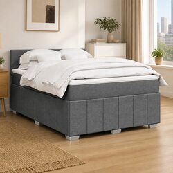 Queen Box Spring Bed with Pocket Spring Mattress and LED Lights