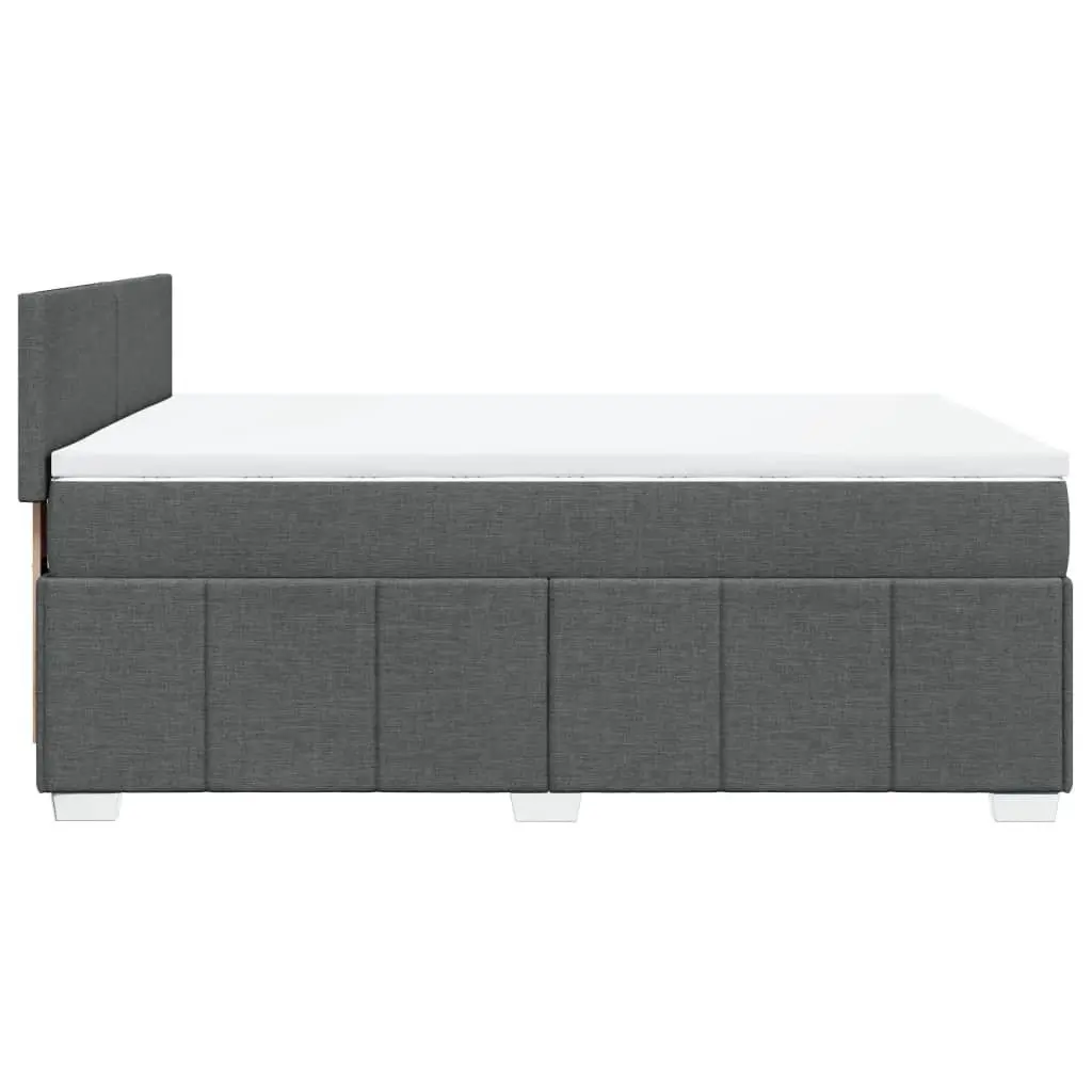 Queen Box Spring Bed Grey Fabric Frame with Pocket Spring Mattress and LED Lights