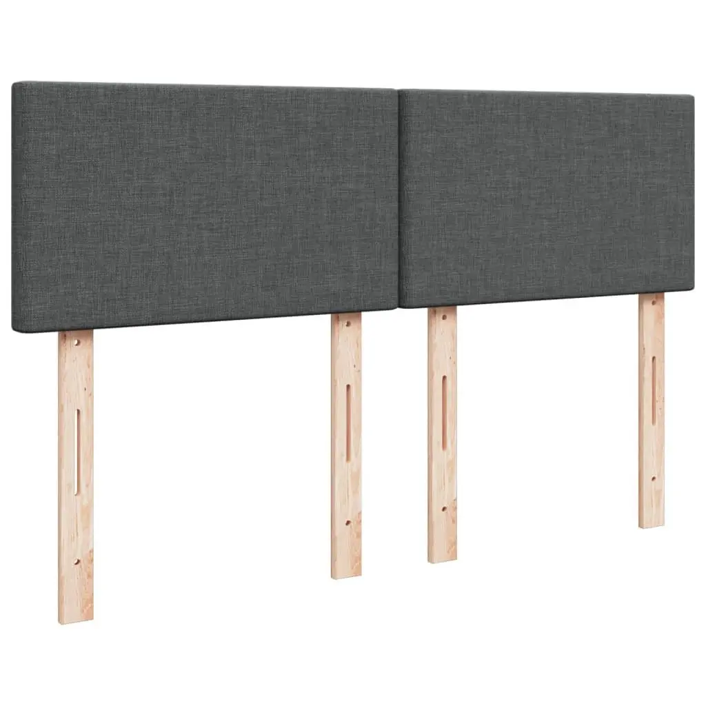 Queen Box Spring Bed Grey Fabric Frame with Pocket Spring Mattress and LED Lights