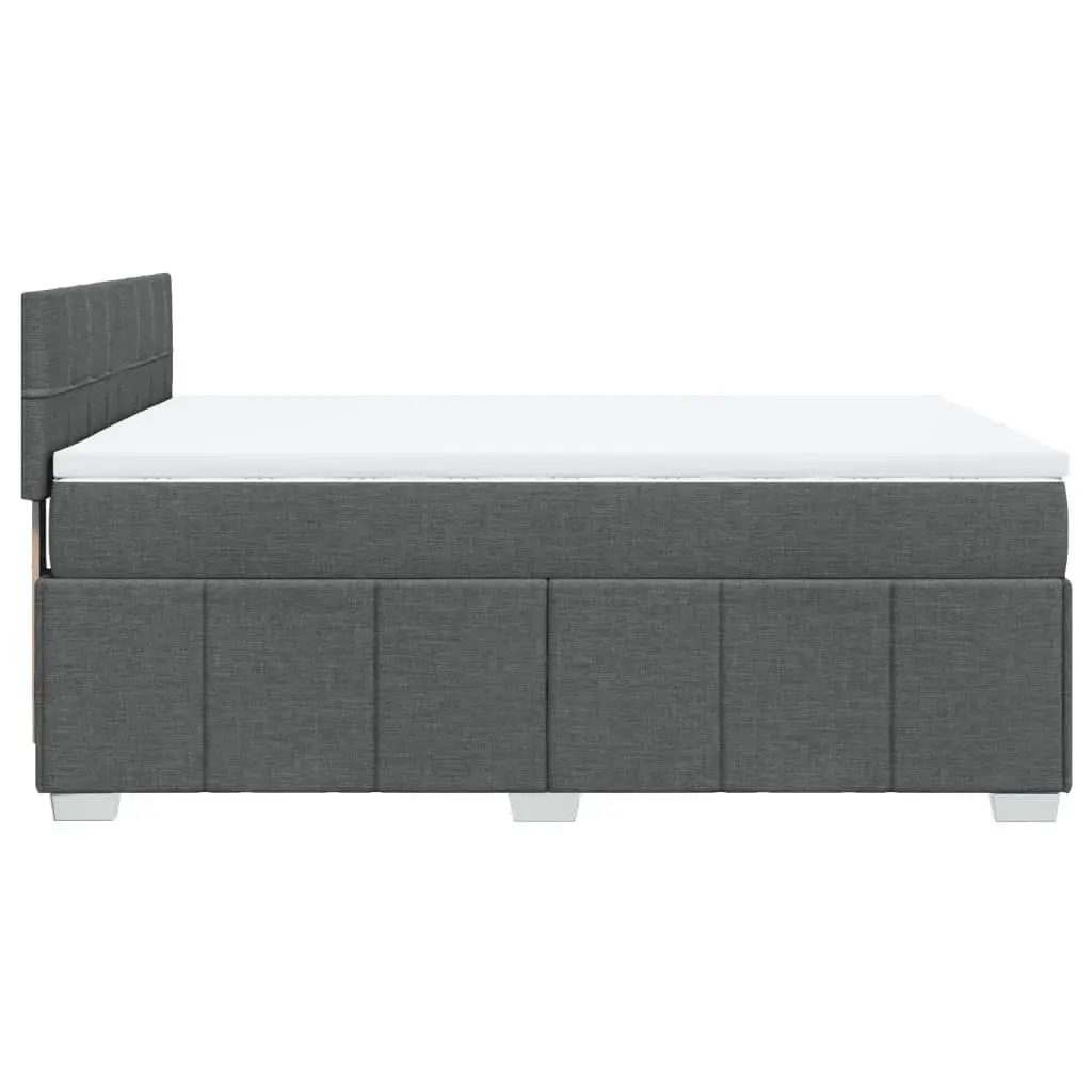Queen Box Spring Bed Grey Fabric Pocket Spring Mattress with LED Lights