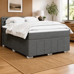 Queen Box Spring Bed with Pocket Mattress and LED Lights