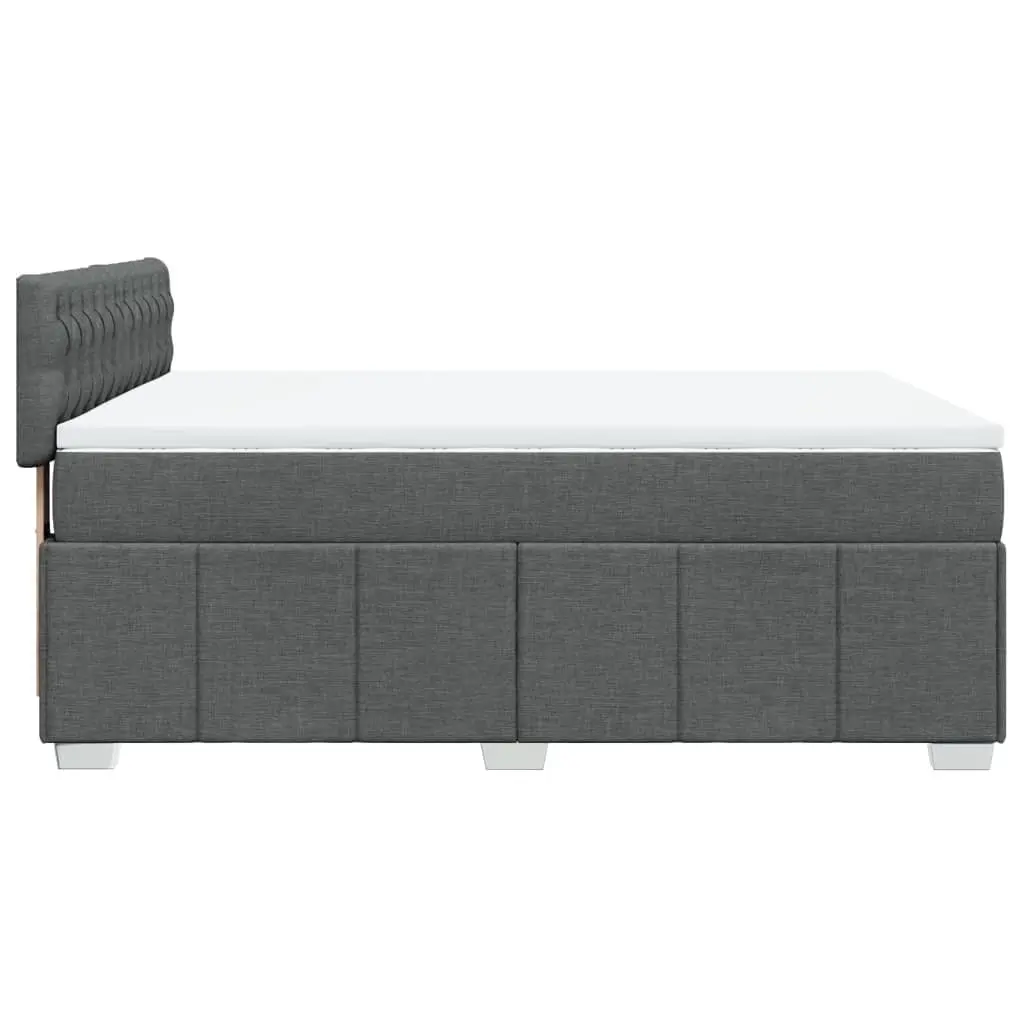 Queen Bed Frame with Pocket Spring Mattress Dark Grey Fabric and LED Lighting