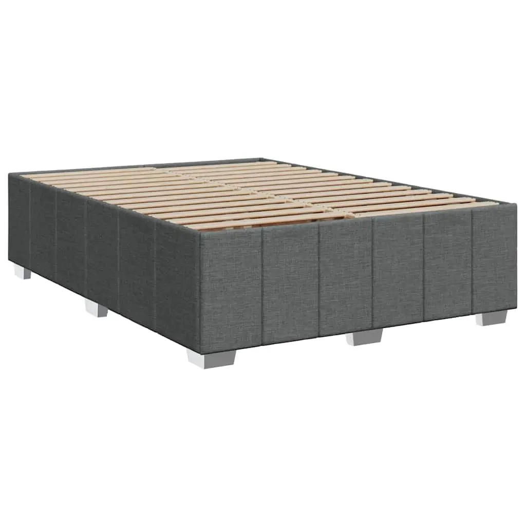 Queen Box Spring Bed with Pocket Spring Mattress LED Lights Grey Fabric