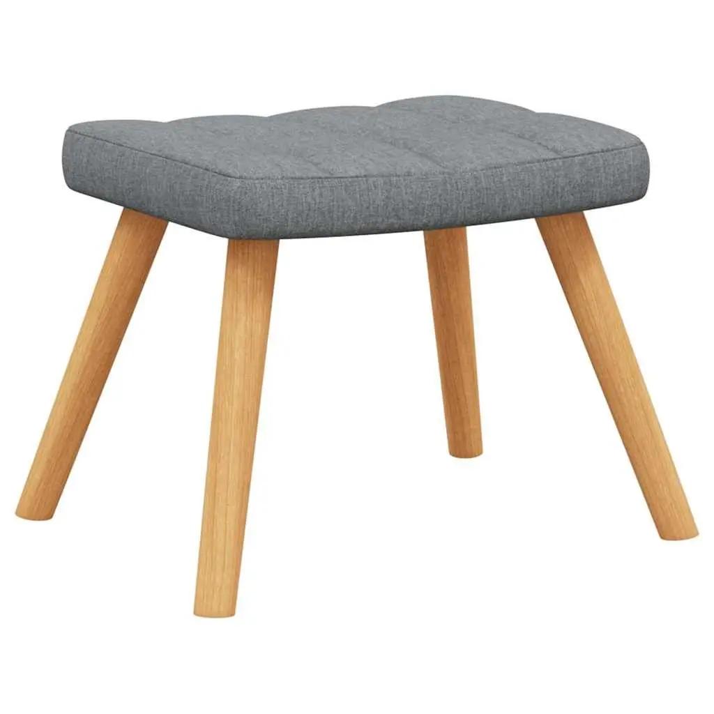 Rocking Chair Grey Fabric Padded Foam Seat with Stool Steel Frame Wooden Rocking Rails