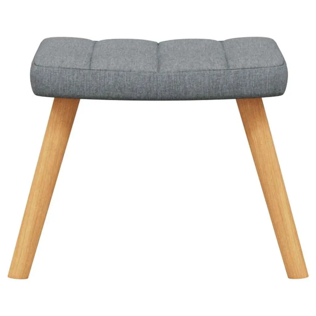 Rocking Chair Grey Fabric Padded Foam Seat with Stool Steel Frame Wooden Rocking Rails