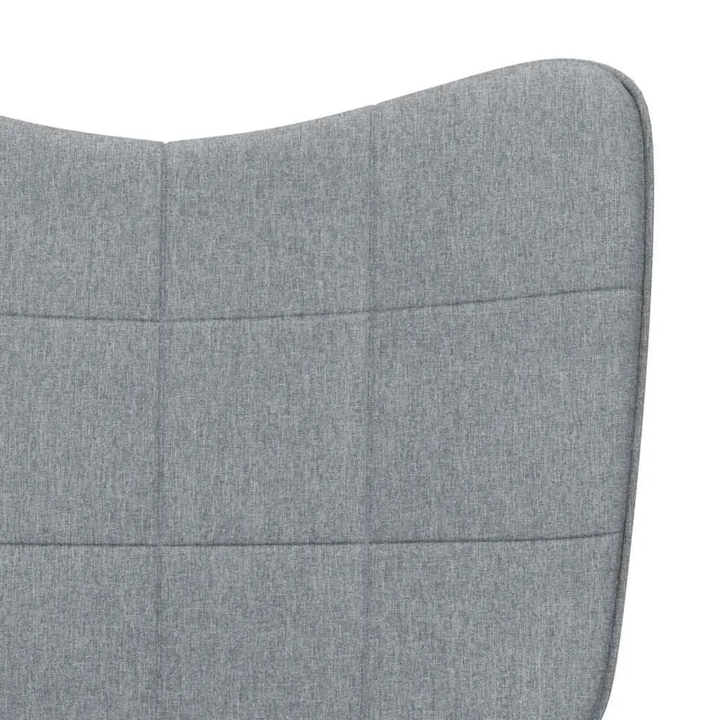 Rocking Chair Grey Fabric Padded Foam Seat with Stool Steel Frame Wooden Rocking Rails