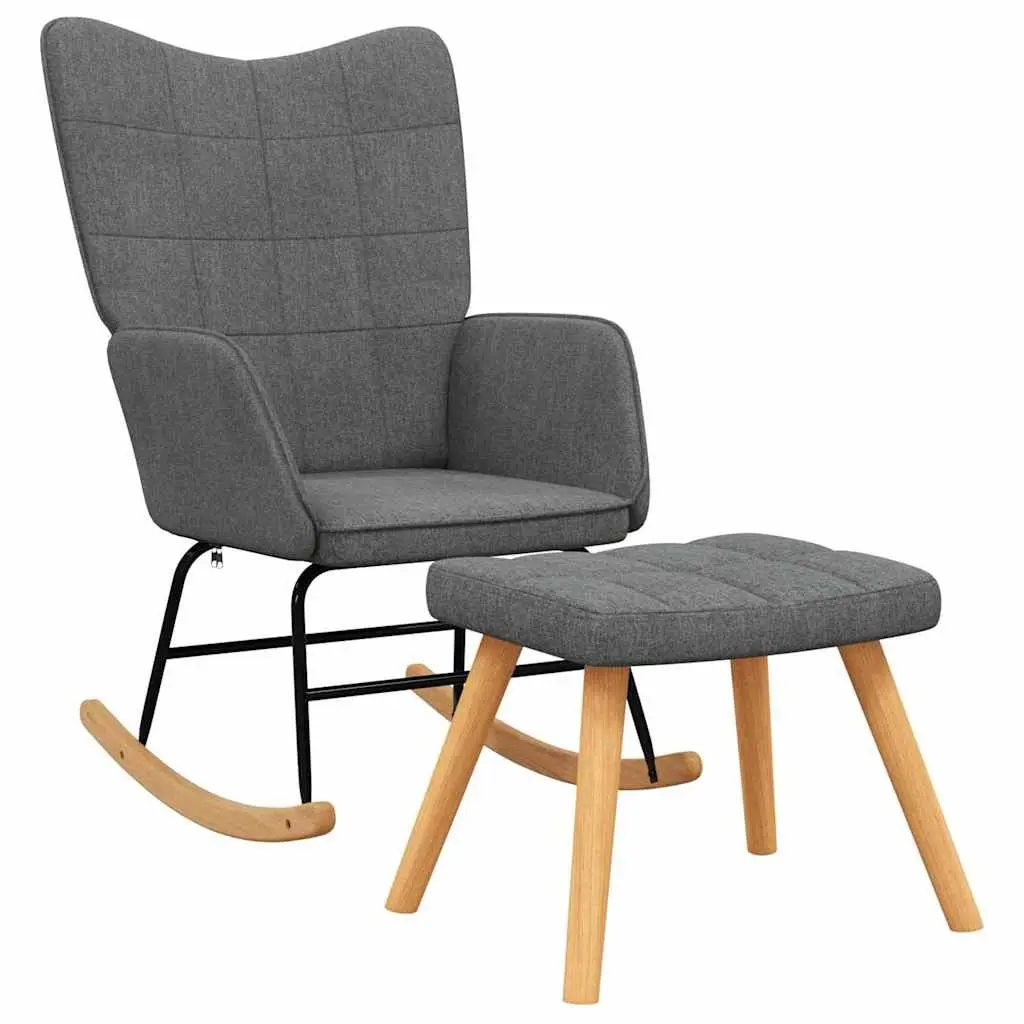 Grey Fabric Rocking Chair with Stool