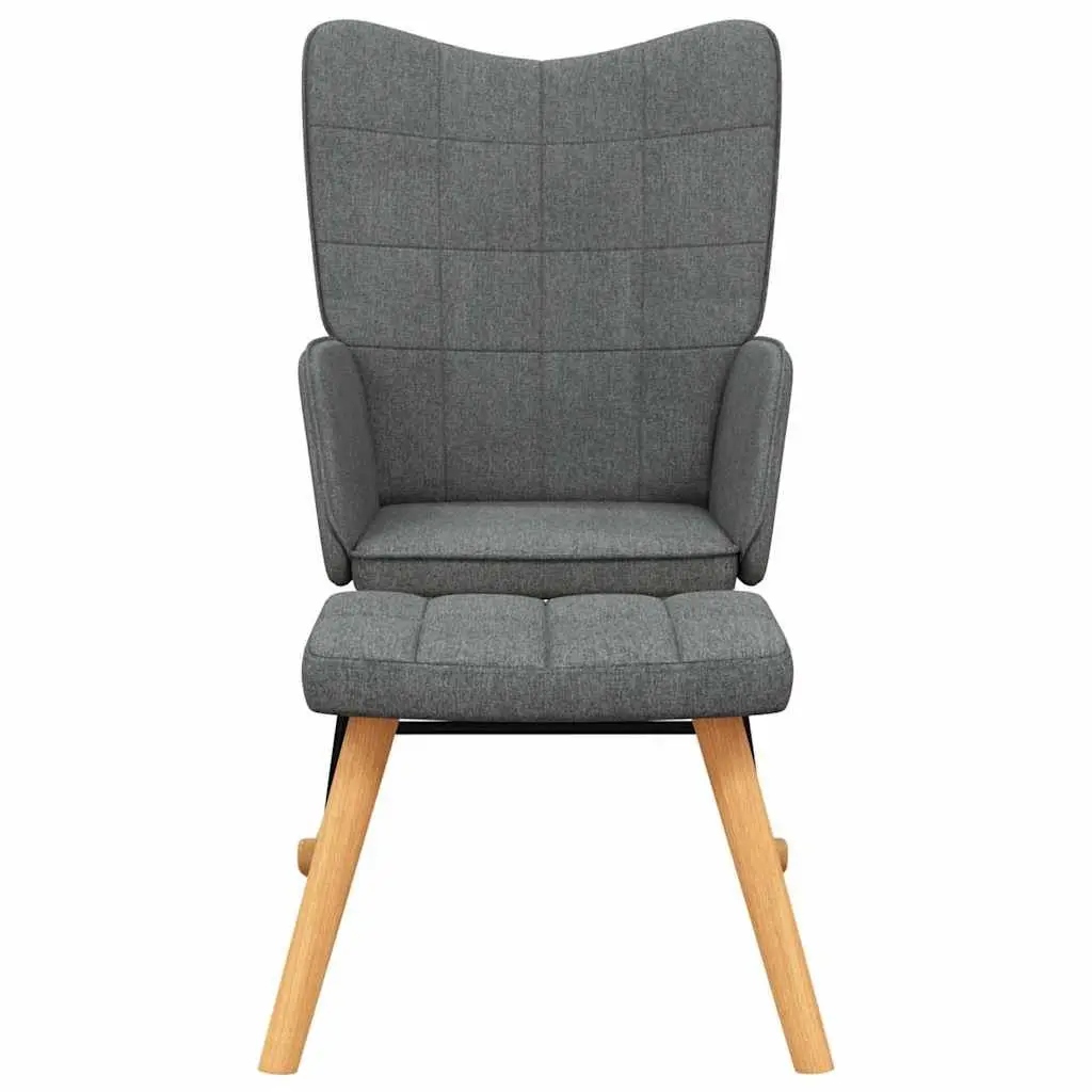 Grey Fabric Rocking Chair with Stool