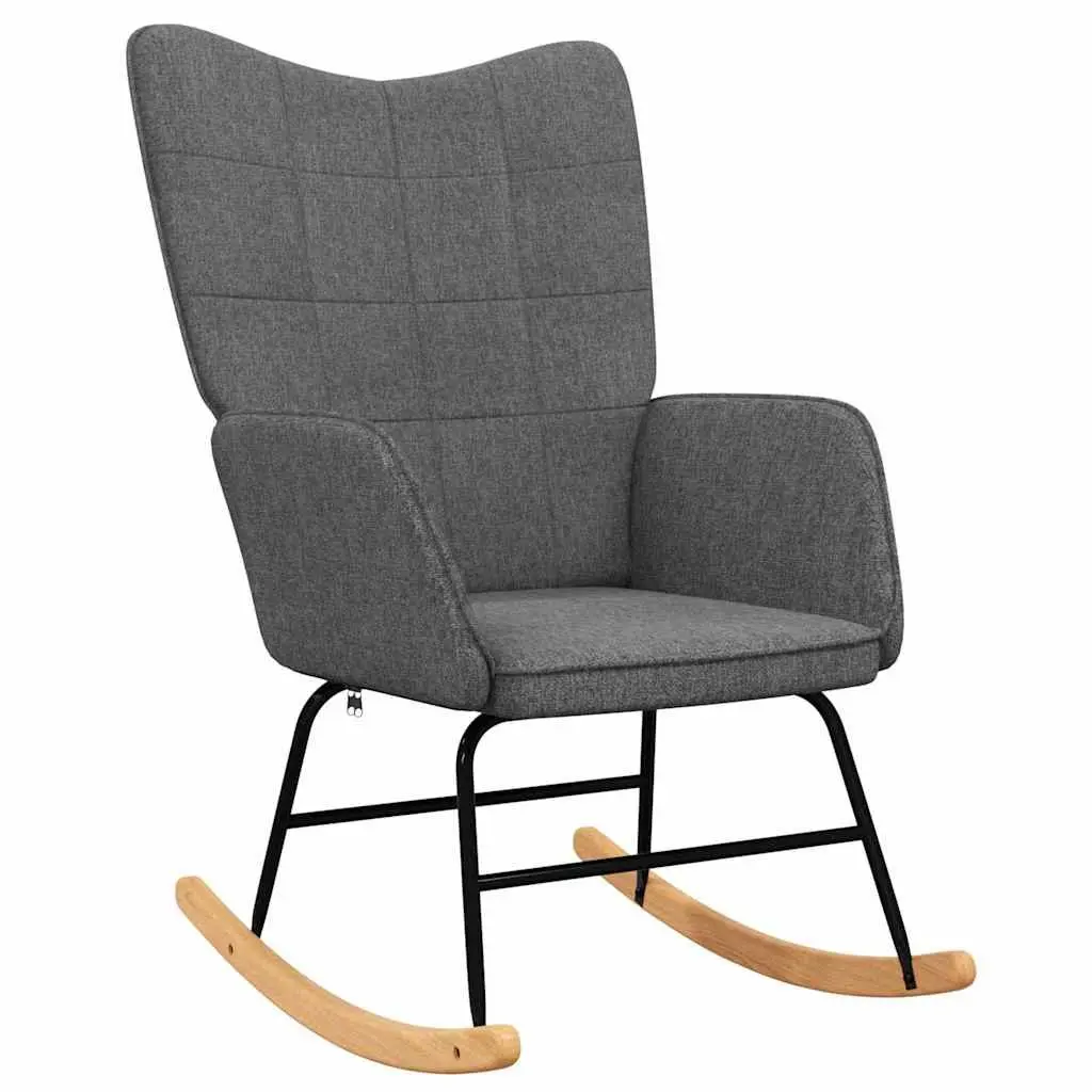 Grey Fabric Rocking Chair with Stool