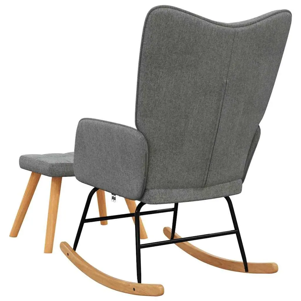 Grey Fabric Rocking Chair with Stool