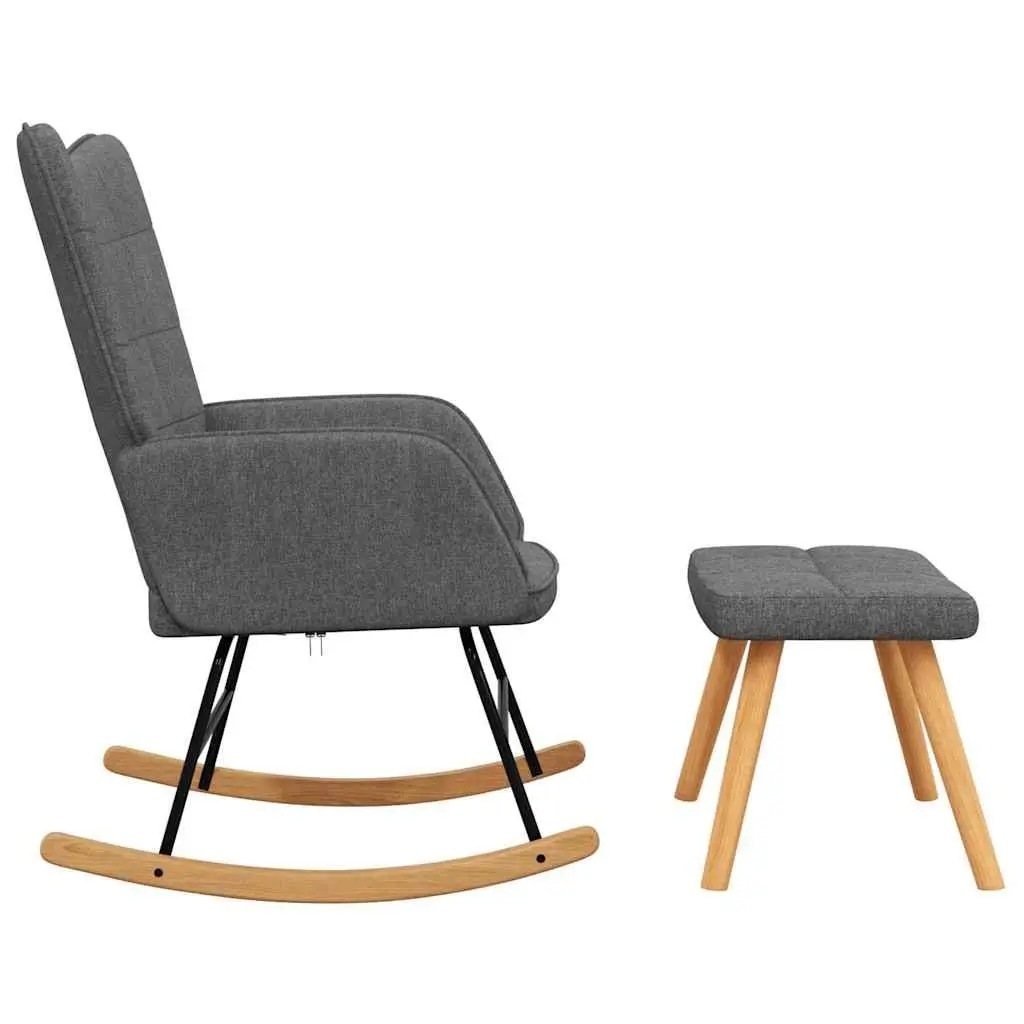 Grey Fabric Rocking Chair with Stool