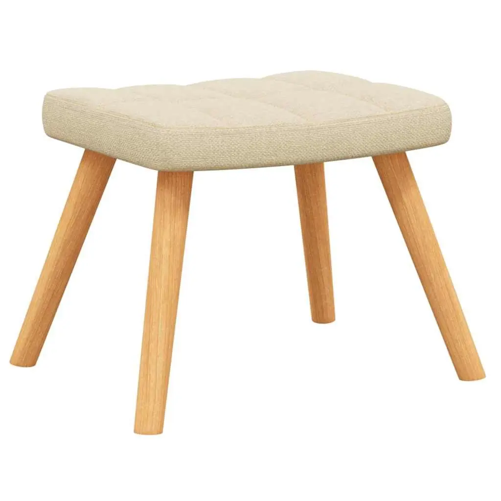 Rocking Chair Cream Fabric Padded Foam Armchair with Stool Living Room