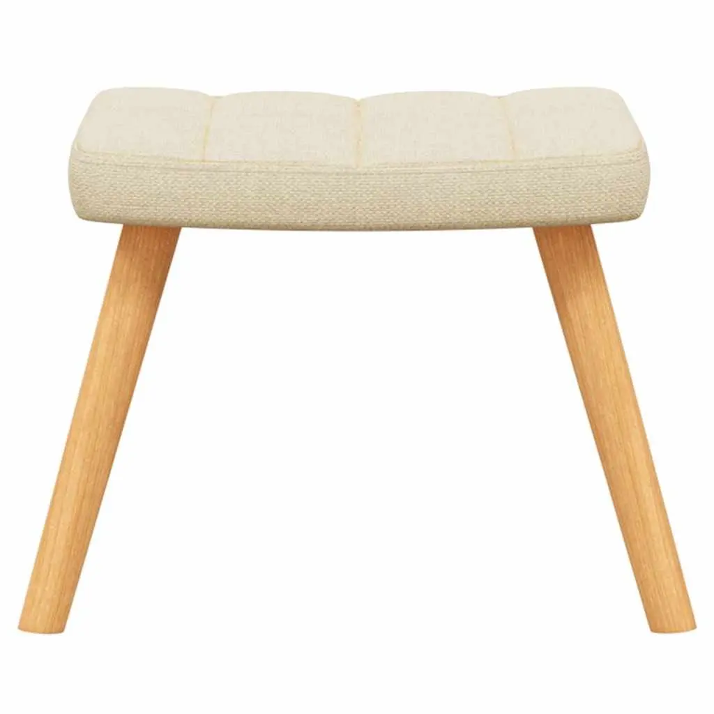 Rocking Chair Cream Fabric Padded Foam Armchair with Stool Living Room