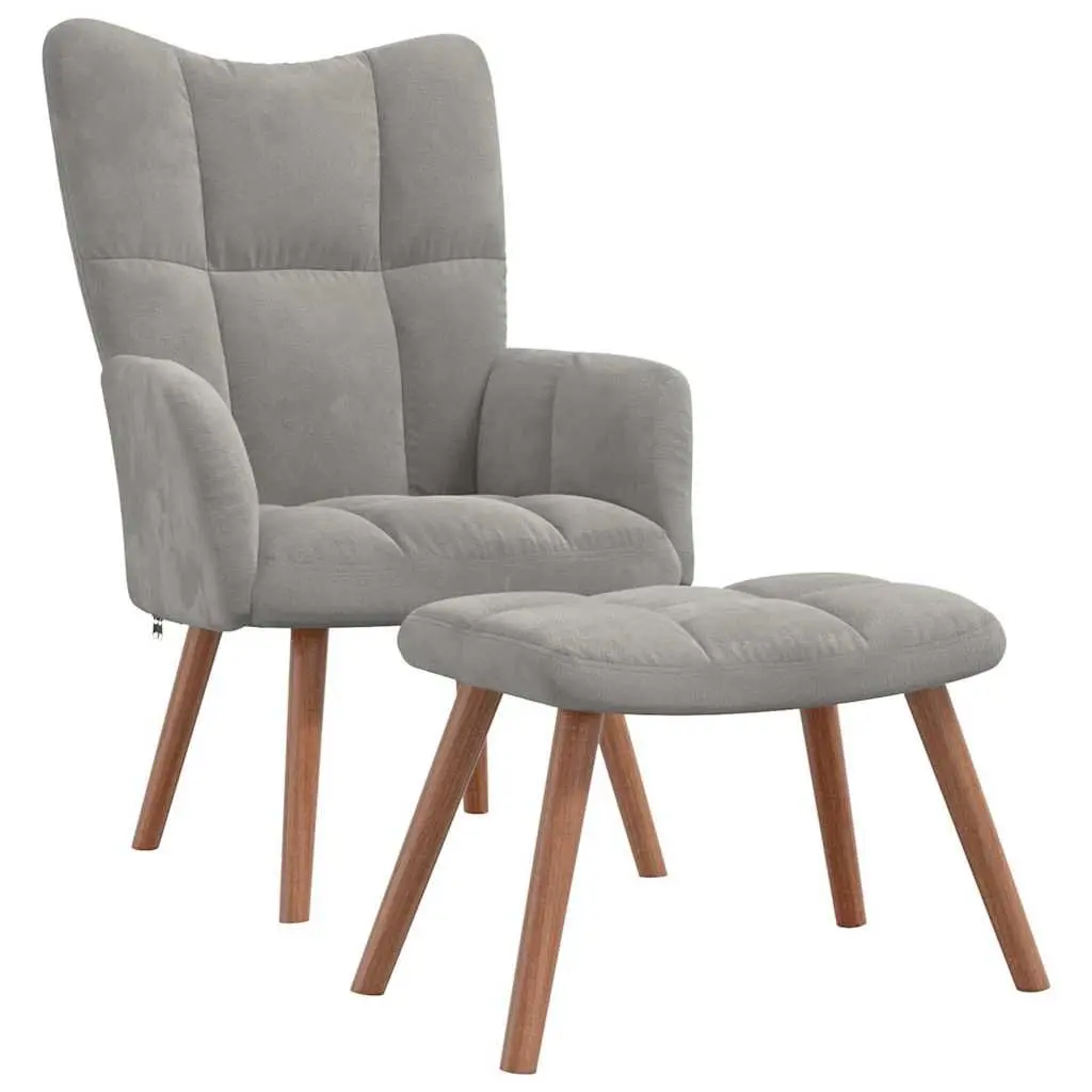 Velvet Armchair with Stool for Living Rooms