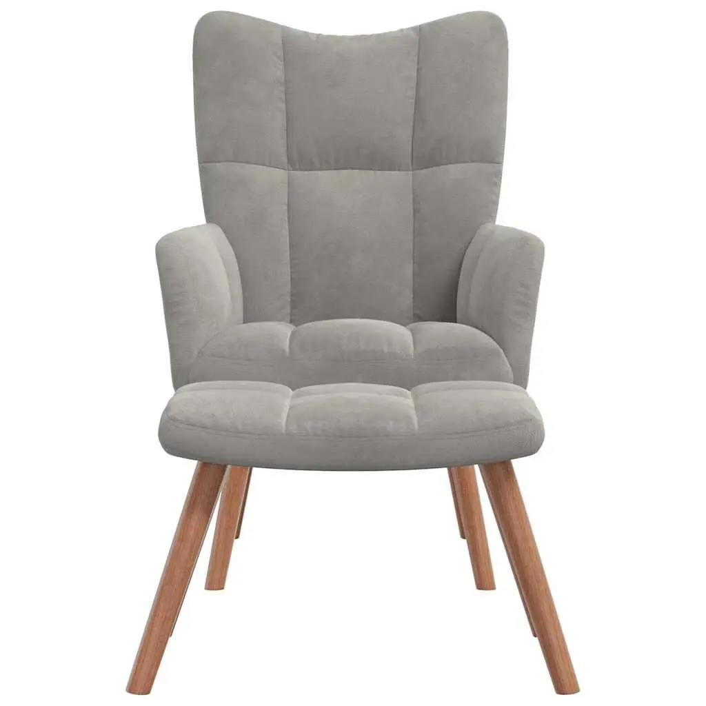 Velvet Armchair with Stool for Living Rooms