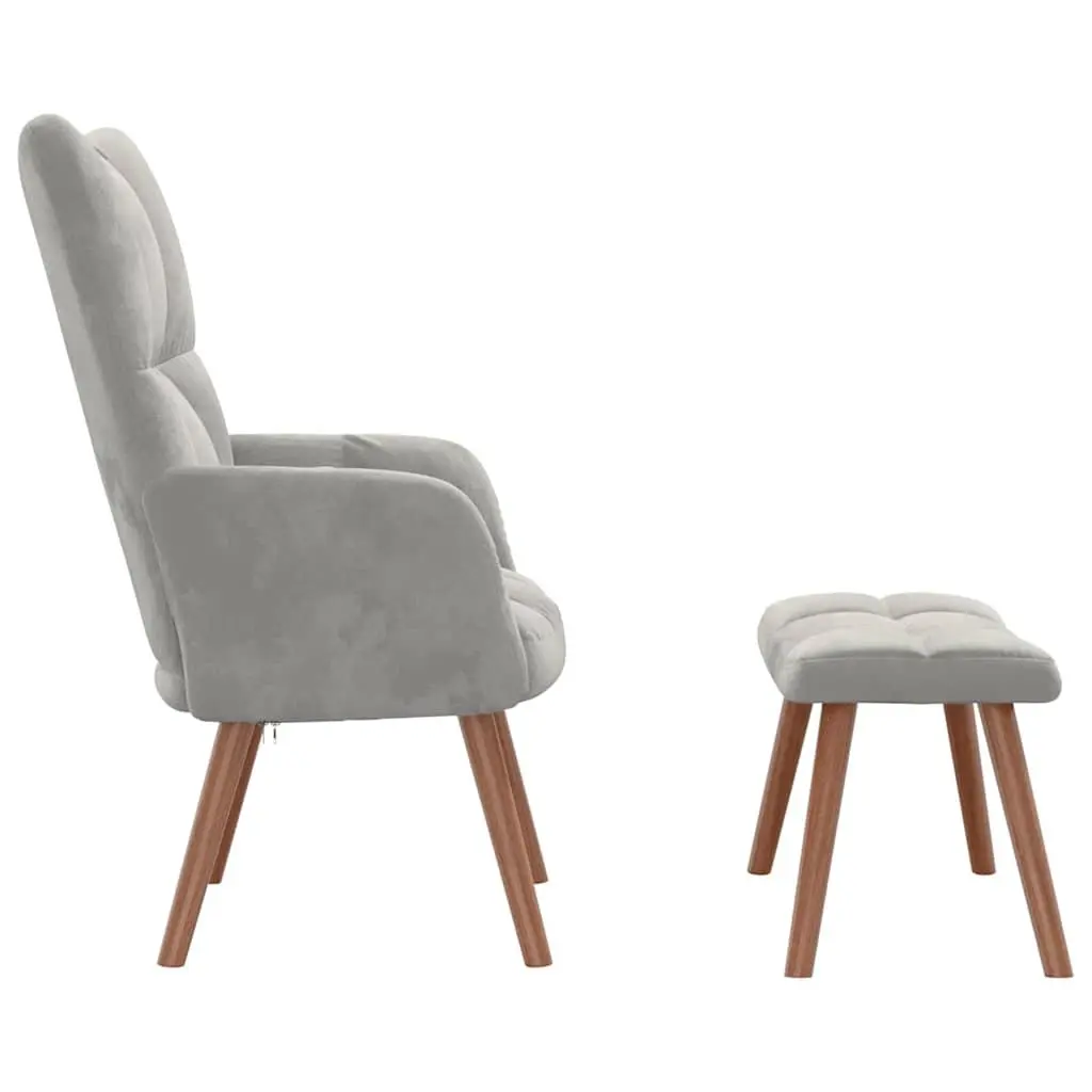 Velvet Armchair with Stool for Living Rooms